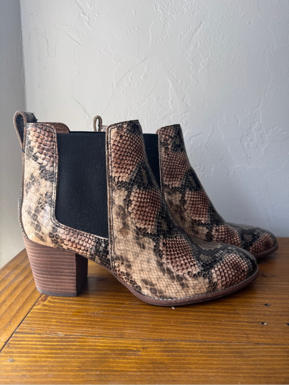 Madewell The Regan Brown Snake-Print Chelsea Ankle Boots